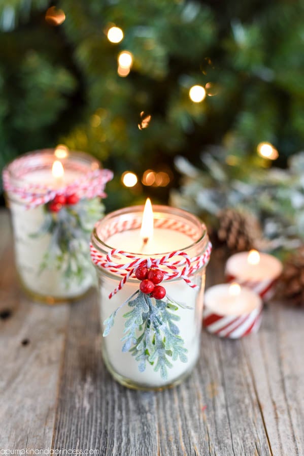 DIY Creative Christmas Gifts: Peppermint Mason Jar Candles