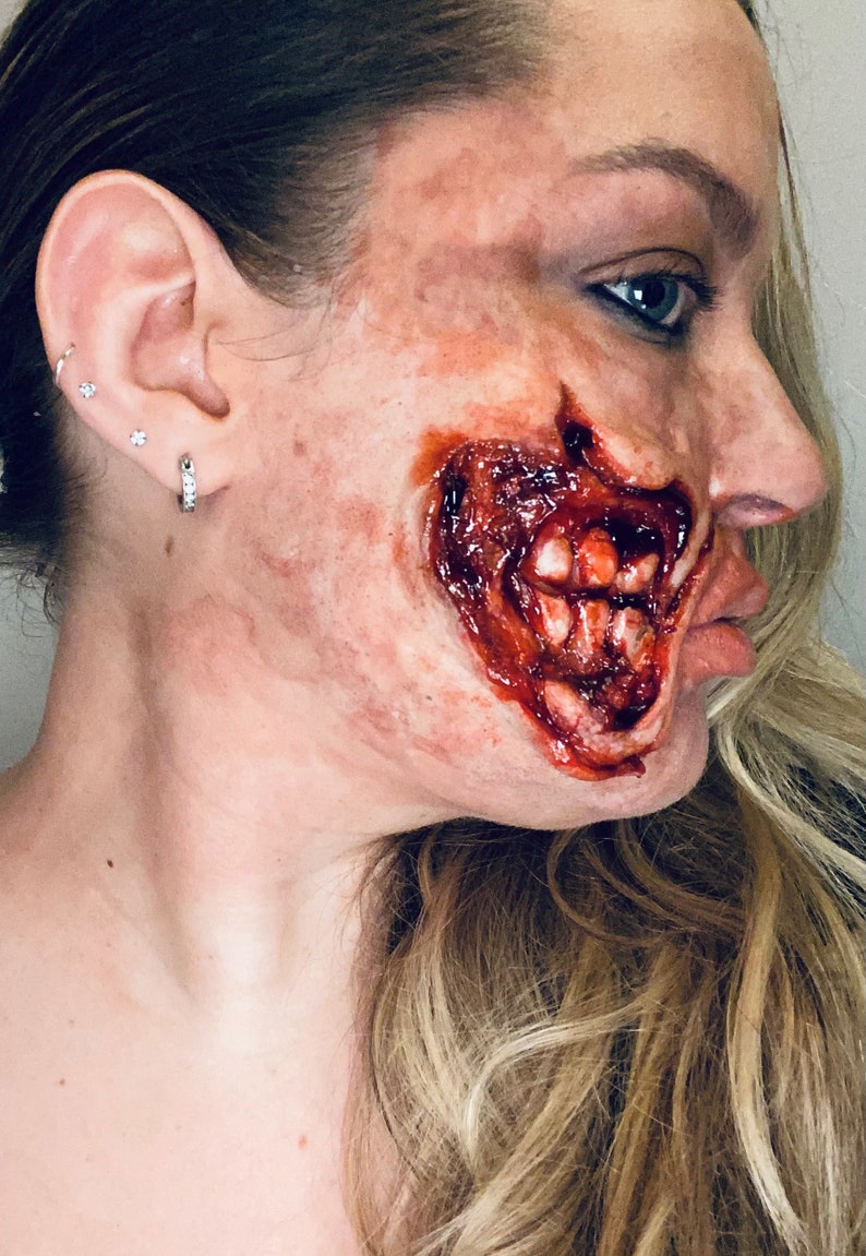 Silicone Ripped Mouth Zombie Halloween Face Prosthetics