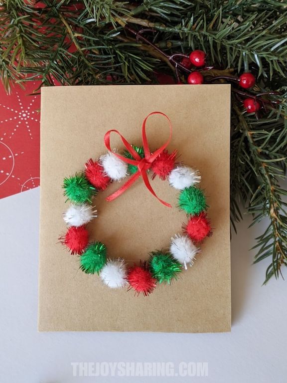 Pom-Pom Wreath Christmas Card