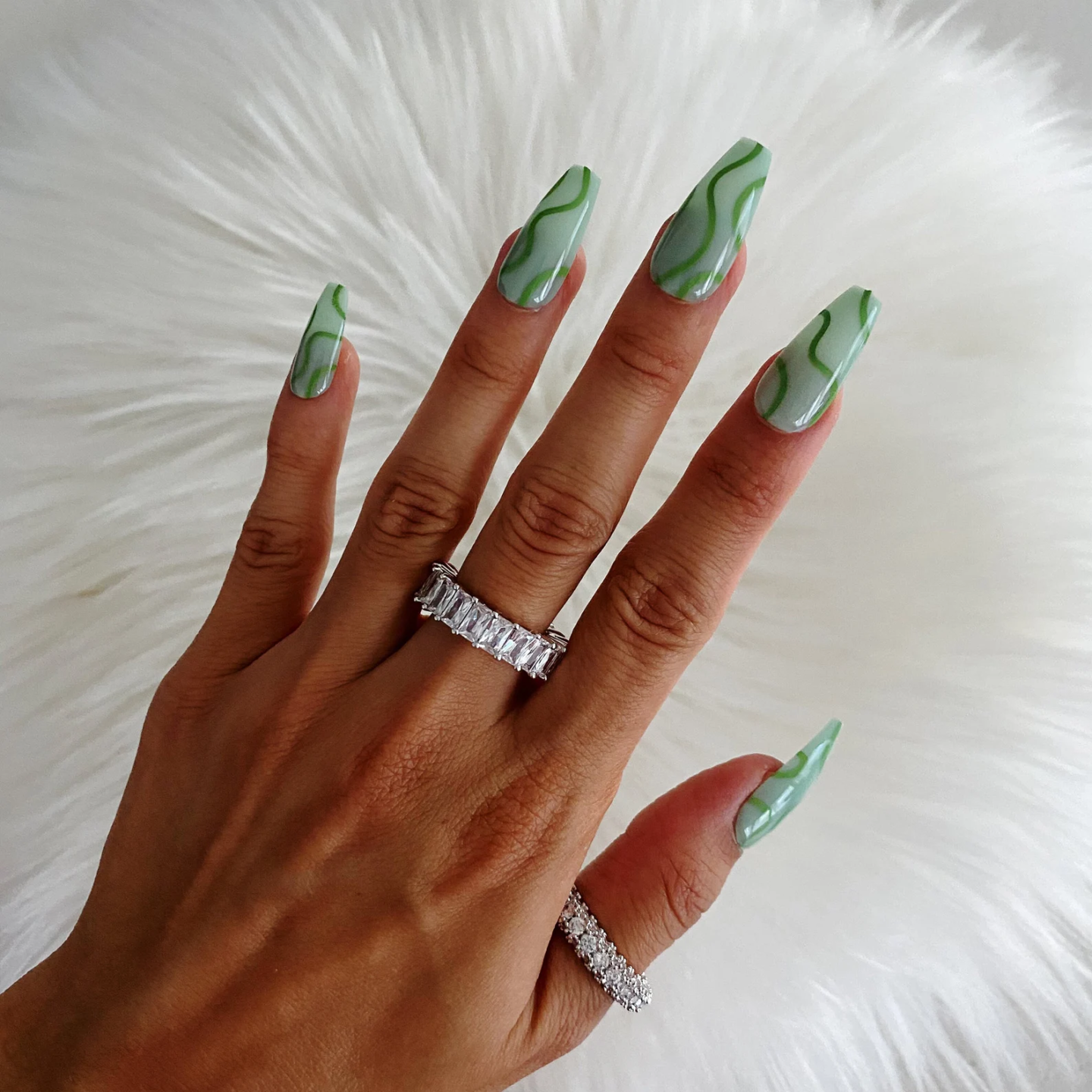 Green Swirl Nail Design
