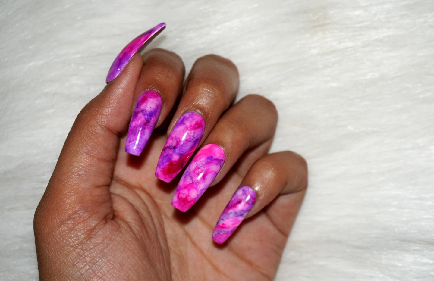 Purple And Pink Marble Nails