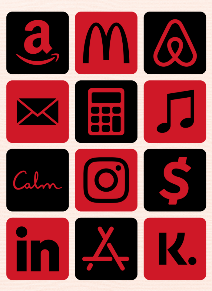 200 Free Red And Black App Icons For iPhone
