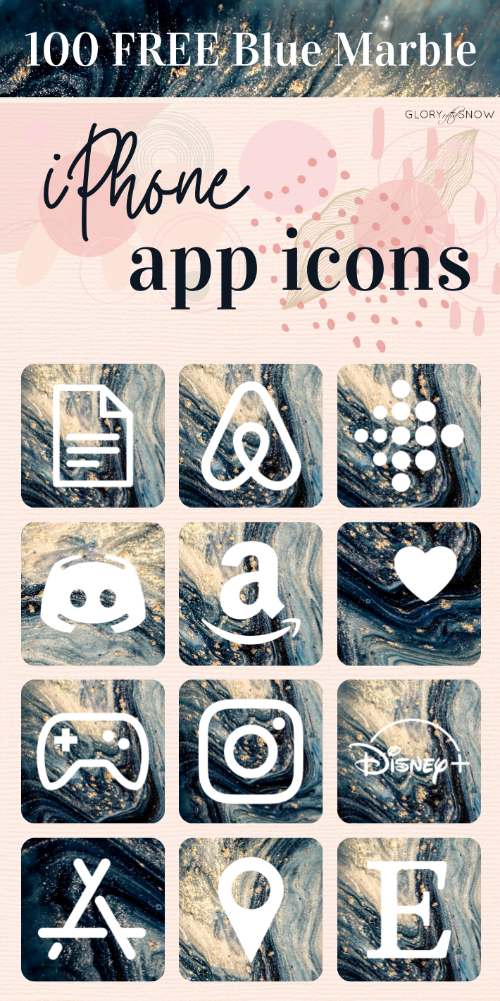 100 Free Aesthetic App Icons For iPhone: Blue And Gold Marble Edition