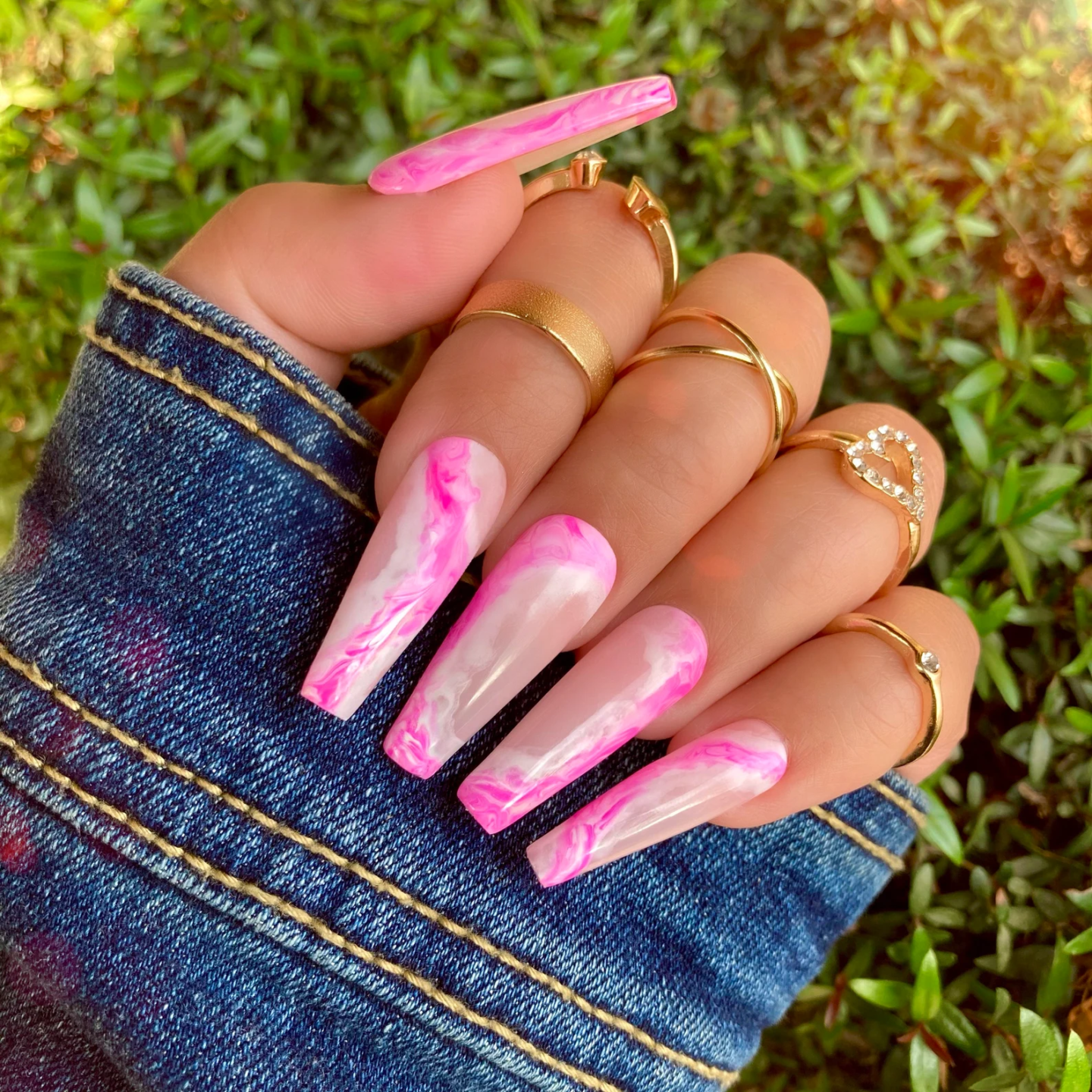 Pink Marble Passion Nails