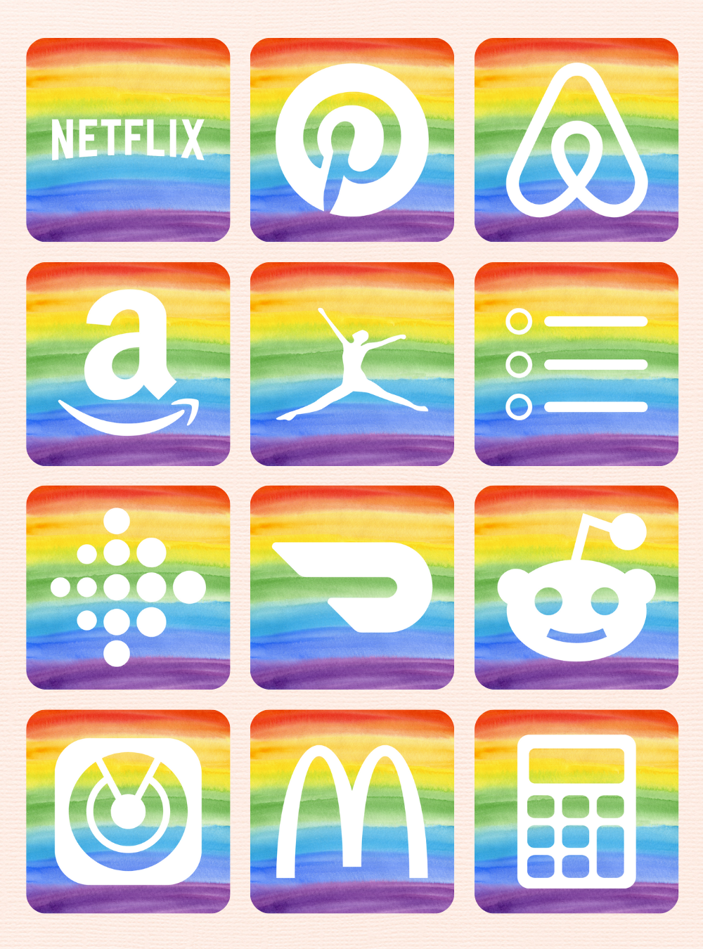 100 Free Aesthetic Rainbow App Icons For iPhone - Glory of the Snow
