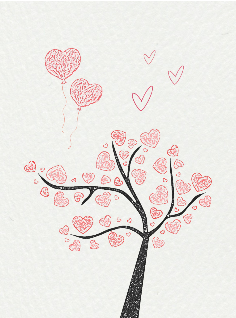 cute simple drawing ideas: Tree Of Hearts