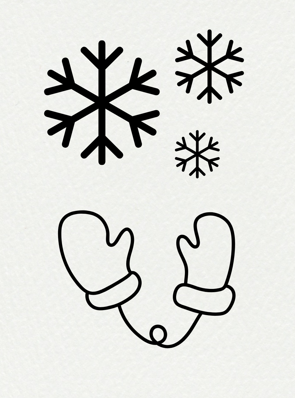easy Winter drawing: Mittens And Snowflakes