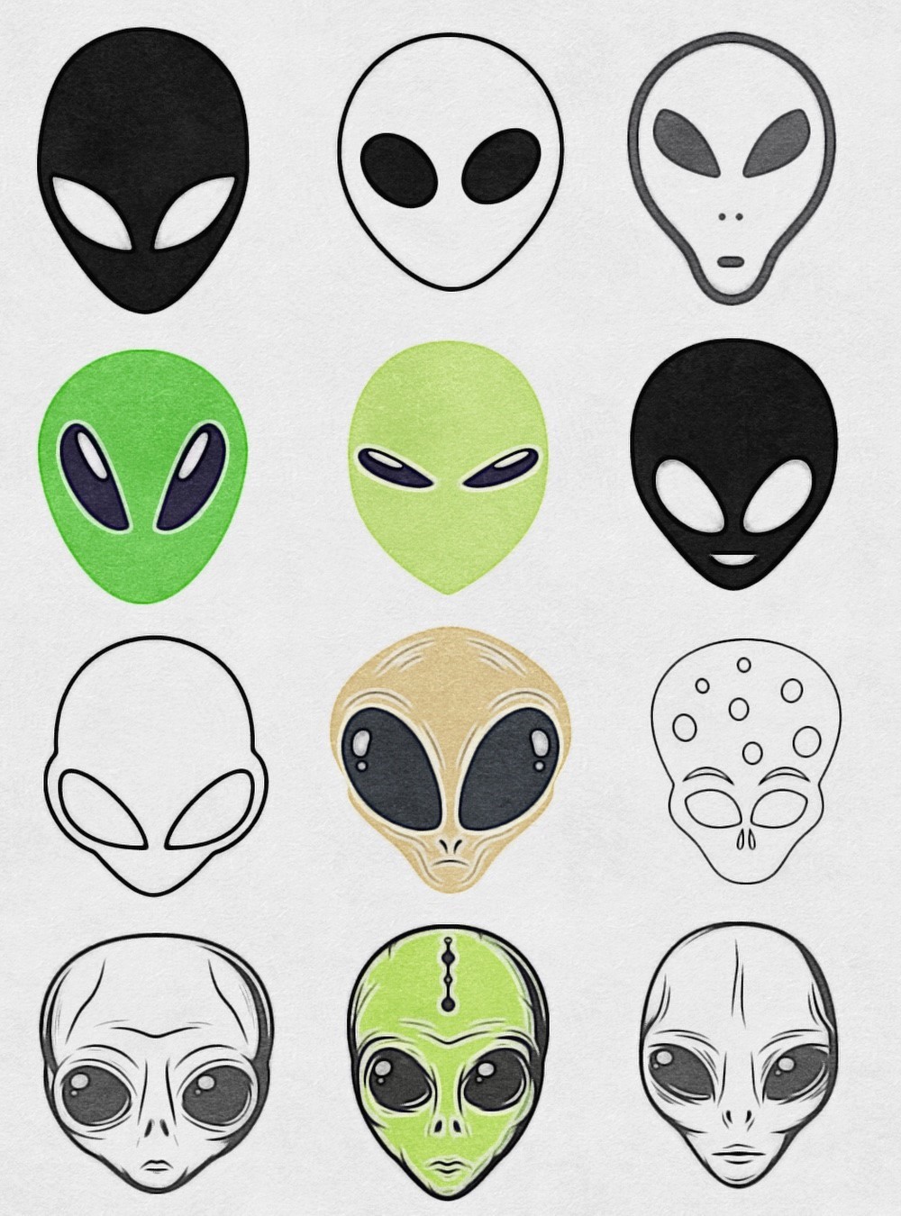 How To Draw An Alien Face: 12 Alien Head Drawing Ideas