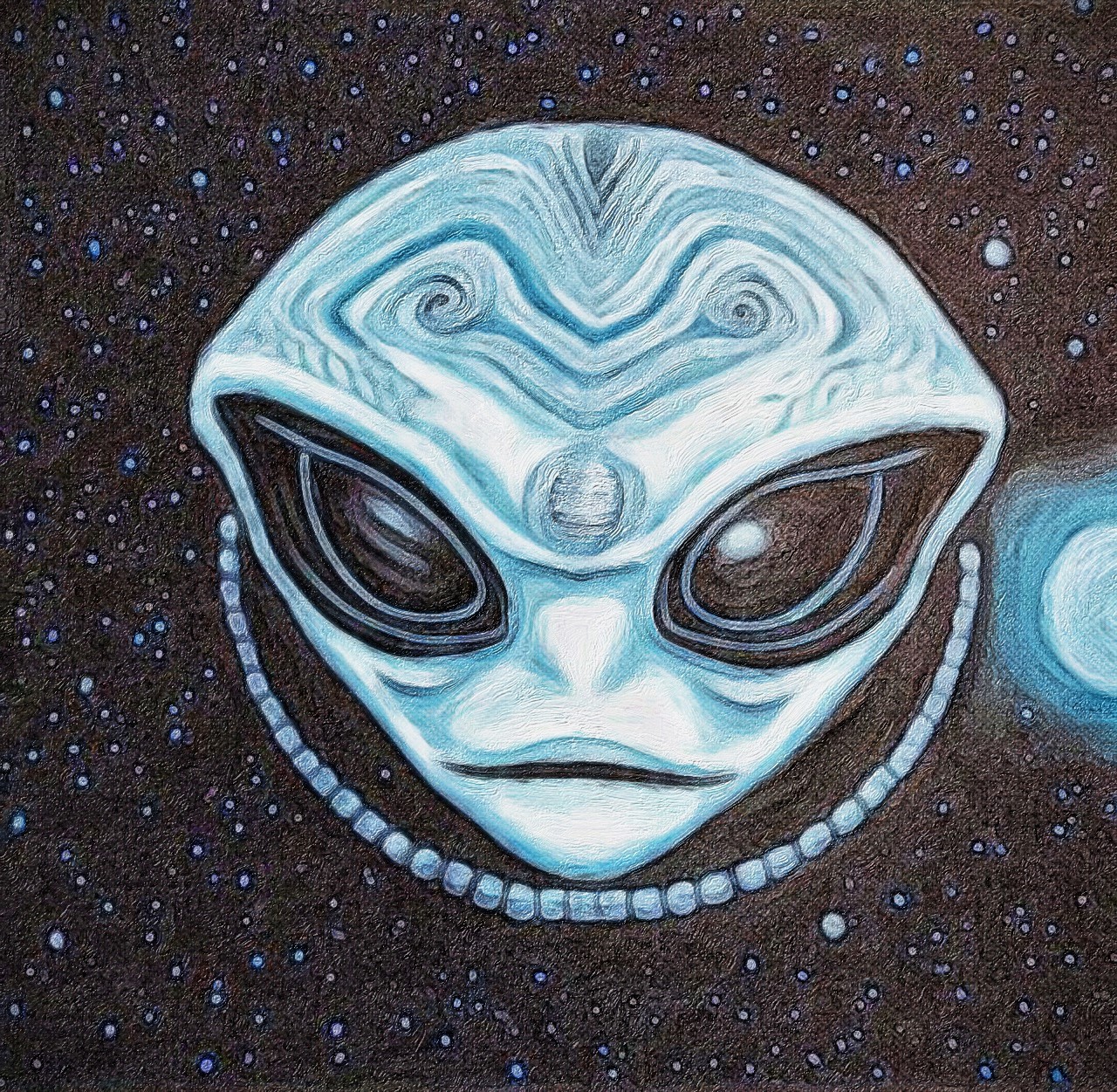Alien Head And Outerspace Drawing