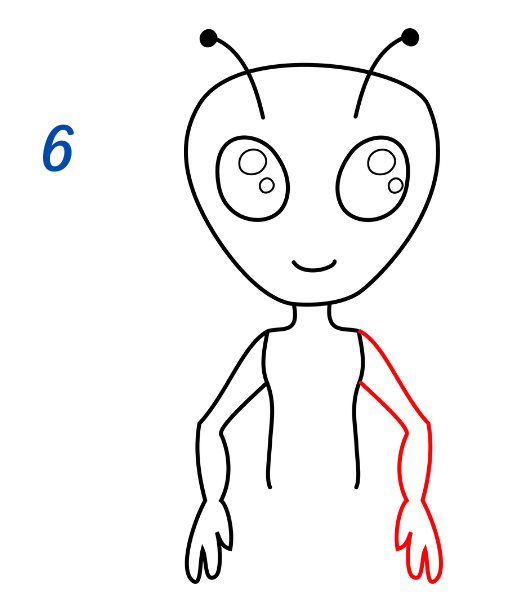 How To Draw An Alien: Easy Step-By-Step Tutorial with Pictures - STEP 6