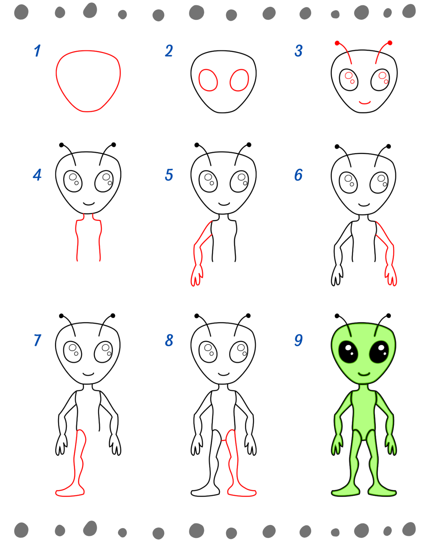 How To Draw An Alien: Easy Step-By-Step Tutorial with Pictures