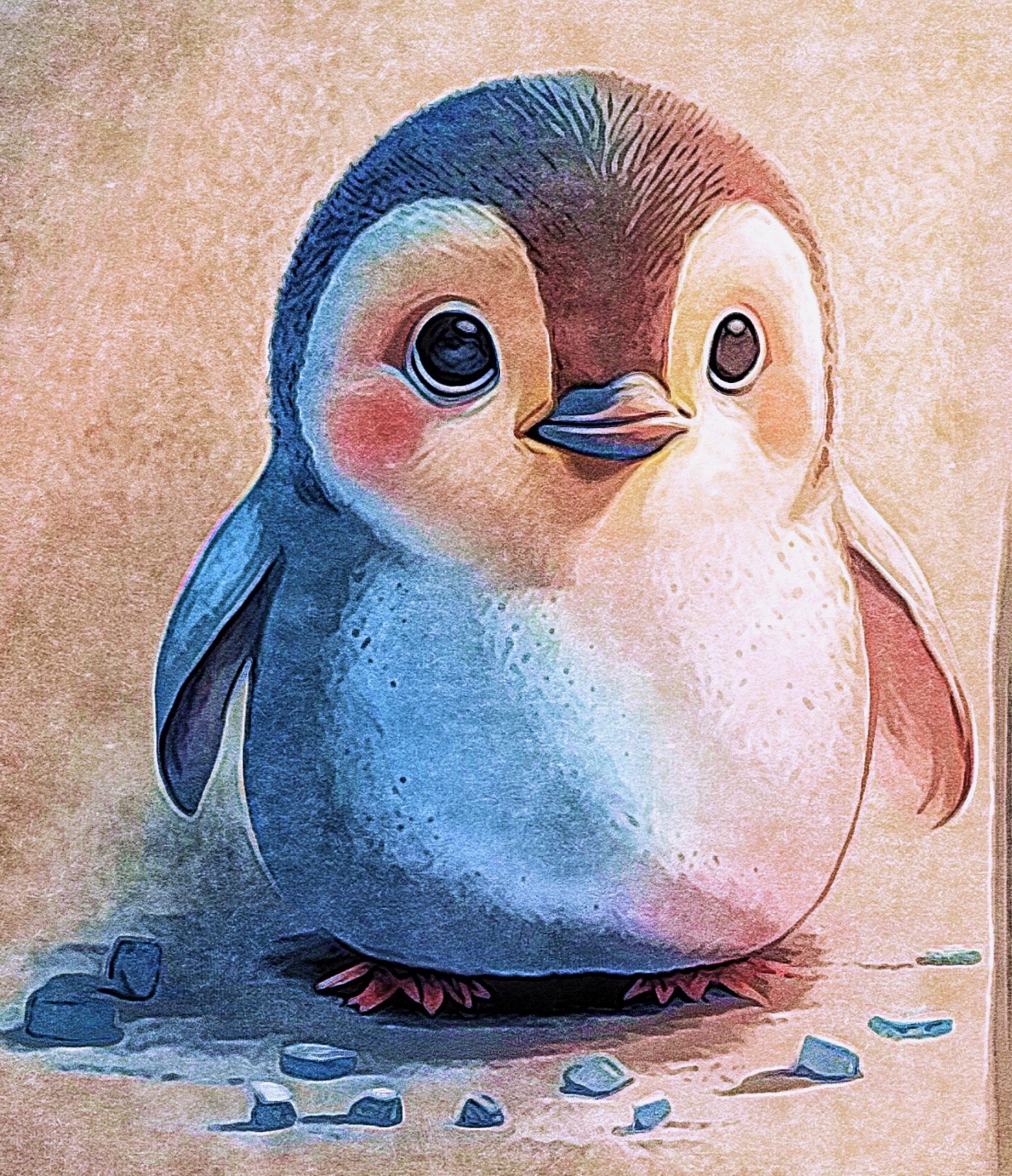 Cute Penguin Illustration In Color