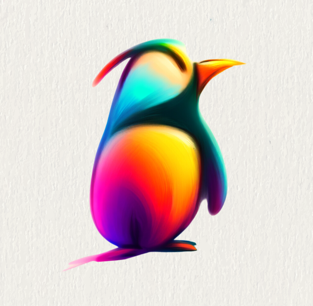 Abstract Penguin Drawing With Color