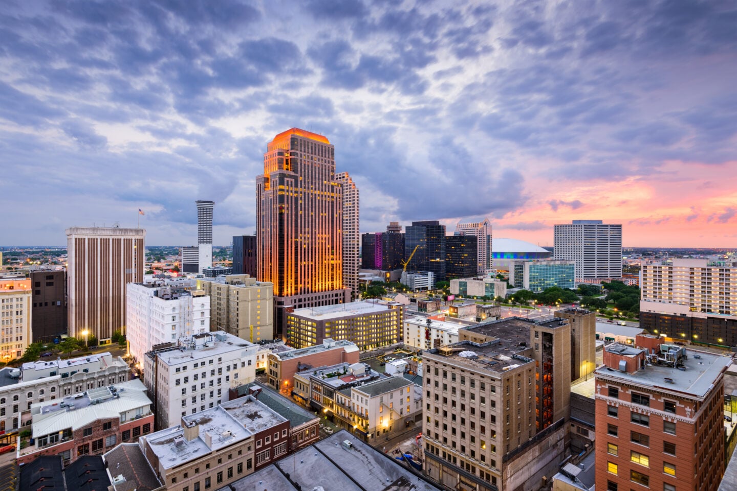 New Orleans, Louisiana, USA CBD skyline at night