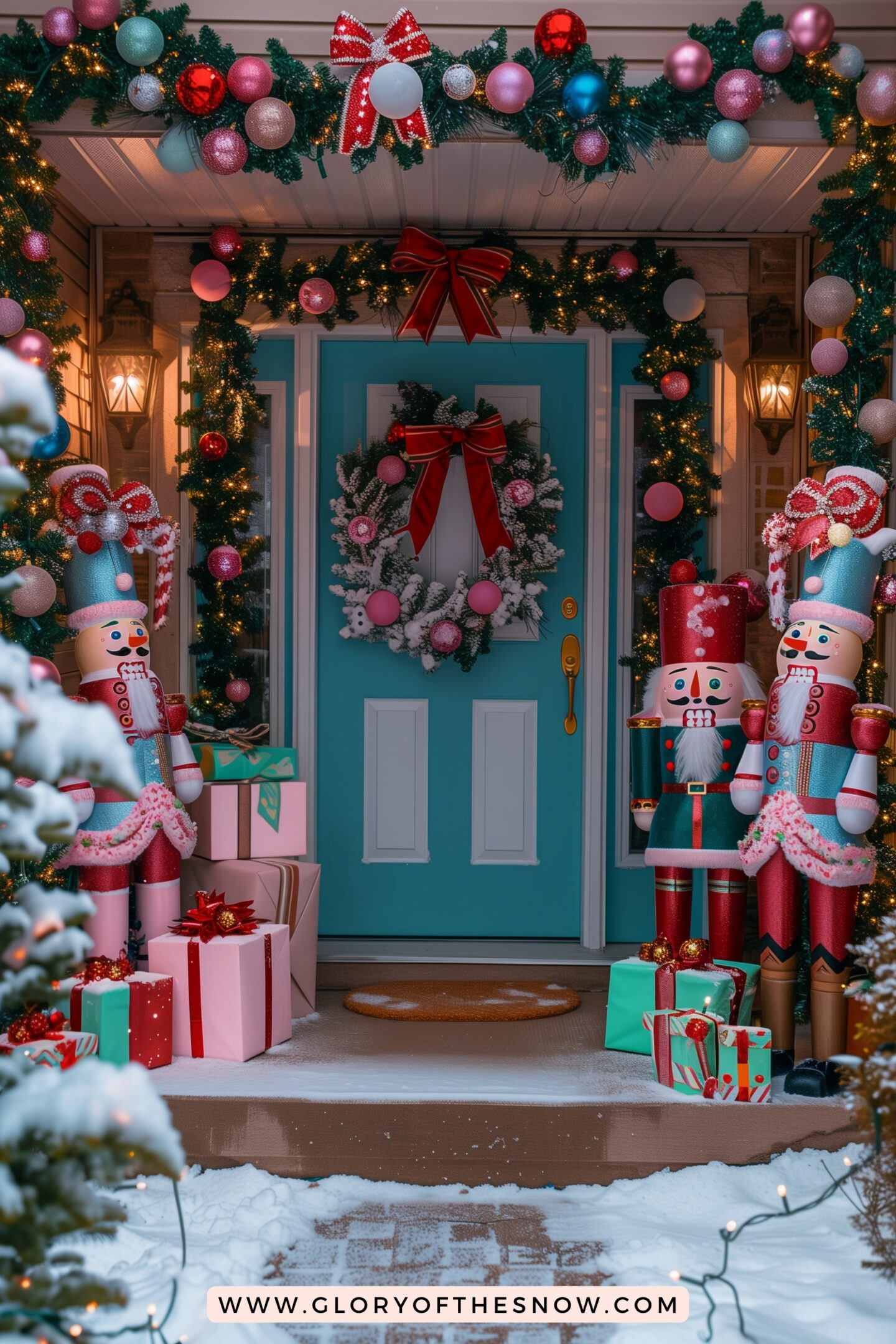 Christmas Decorating Ideas For Small Front Porch: Colorful Nutcracker Christmas Porch