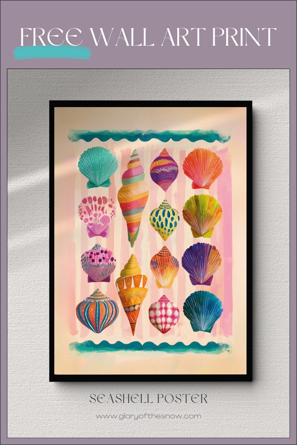 Free Printable Seashell Poster: Coastal Wall Art For A Trendy Apartment Decor