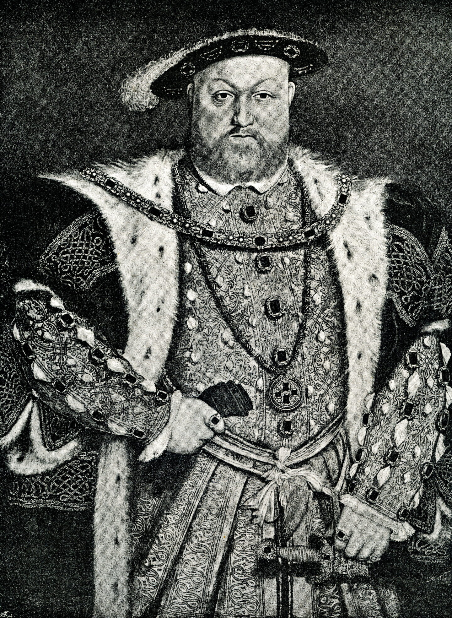 Henry VIII of England, portrait by Hans Holbein the Younger (from Spamers Illustrierte Weltgeschichte, 1894, 5[1], 579)