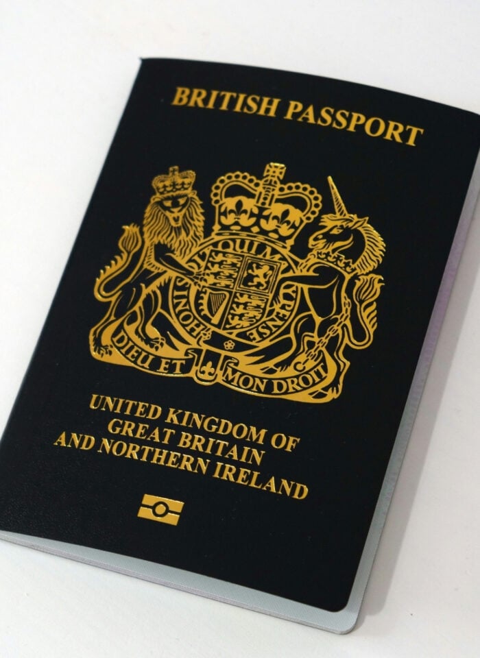 British passport cover from the United Kingdom of Great Britain and Northern Ireland