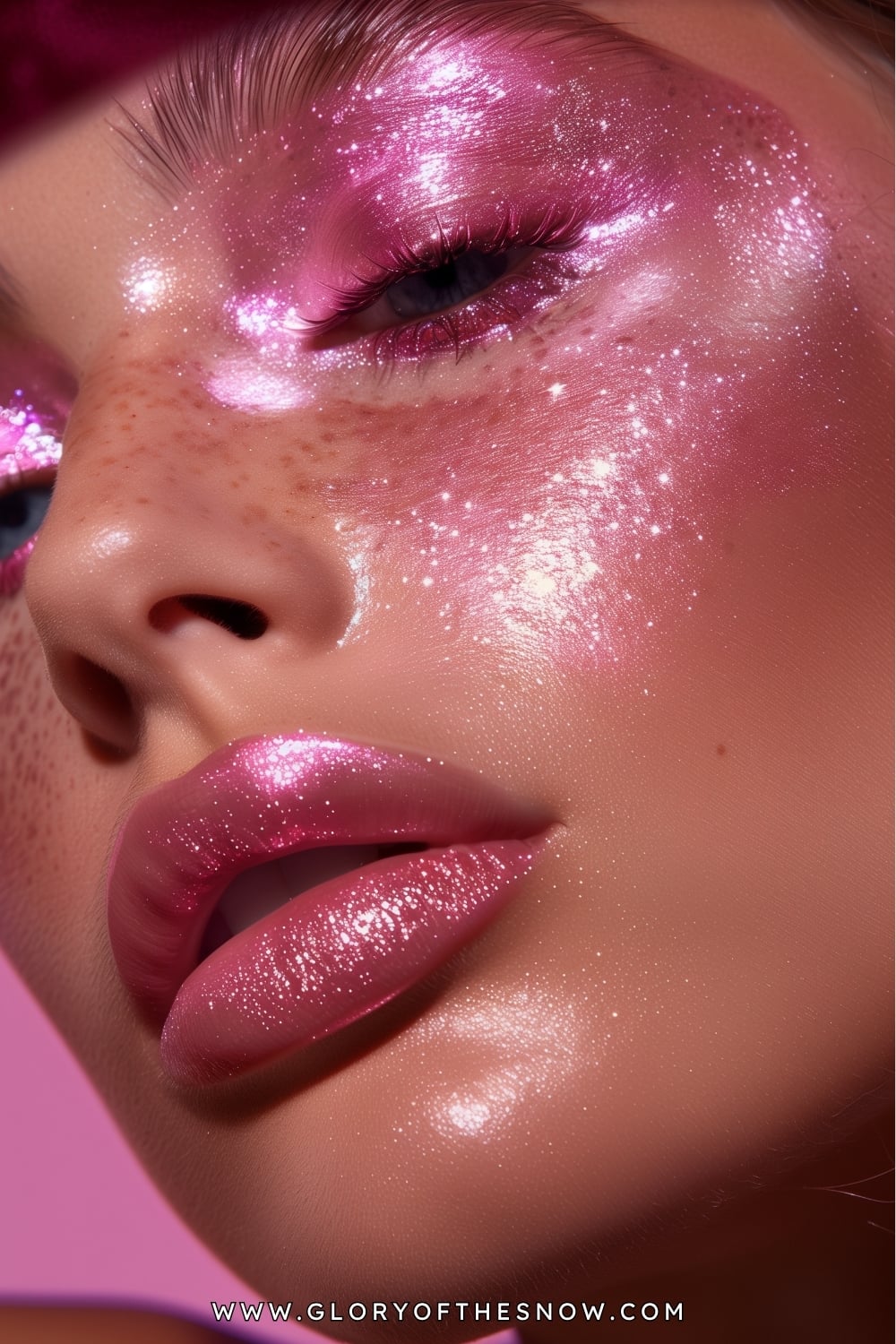 Pink Makeup Ideas: High-Gloss Pink Skin Look